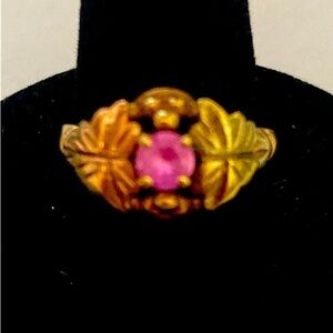 Black Hills gold women’s ring, pink birthstone size 5 1/2